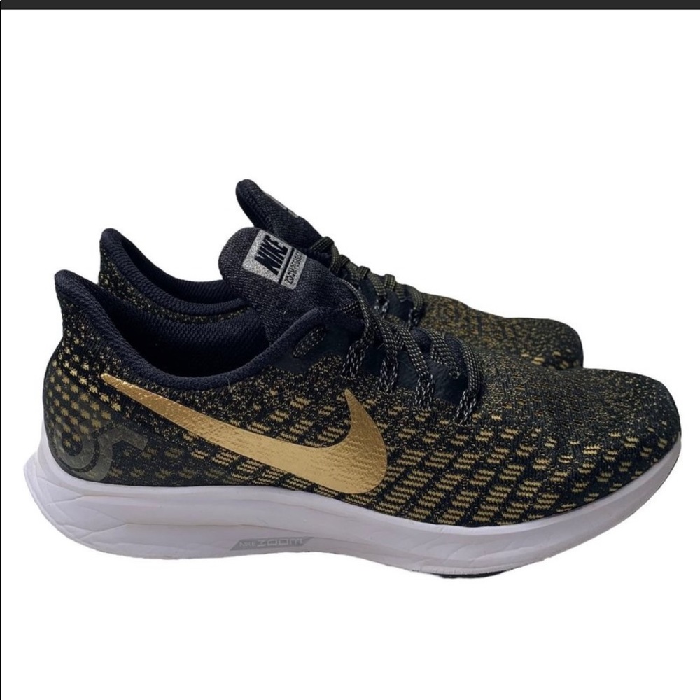 Nike Zoom Pegasus 35 Black/ Gold Athletic Running Shoes